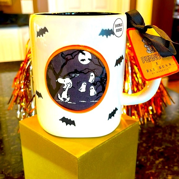 RESERVED FOR REN SNOOPY,HALLOWEEN RAE DUNN MUG!DBLE SIDED 3-D DESIGN EMBOSSED - Picture 2 of 8